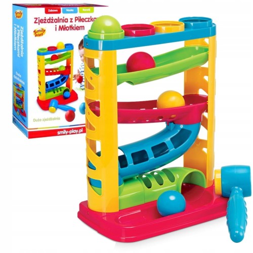 Zjeżdzalnia z piłeczkami i młotkiem Smily Play SP82932 interaktywny sorter