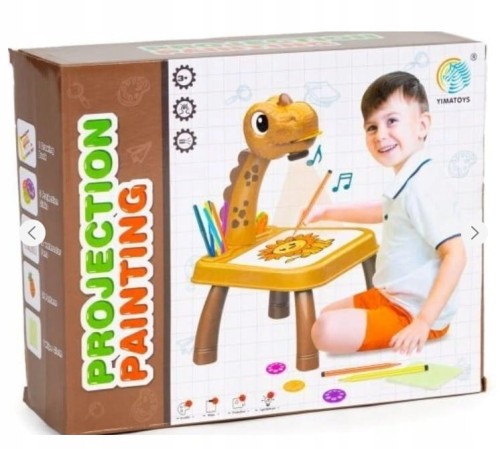 PROJEKTOR TABLICA DO RYSOWANIA DLA DZIECI DINOZAUR 12 FLAMASTRÓW 24 WZORY