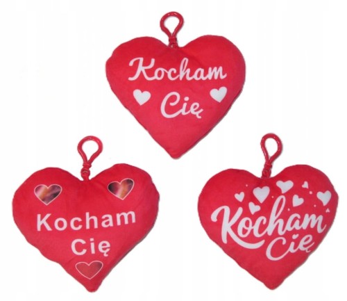 Brelok pluszowy serce 15cm z napisem Kocham Cię WALENTYNKI prezent