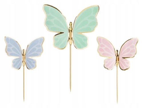 Toppery Pikery Motylki Na Tort Babeczki Dekoracja Urodziny Zestaw 9x6,5cm