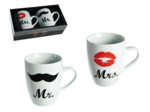 Kubki zestaw kubków Mr & Mrs 2 sztuki PREZENT