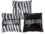 Poduszka dekoracyjna czarno-biała WILD LIFE cekiny