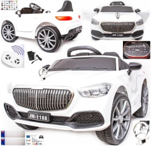 KABRIOLET AUTO NA AKUMULATOR 12V PILOT BUJAK SKÓRA , BIAŁY