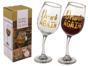 Pijany kieliszek do wina Drunk Again Śmieszny XXL