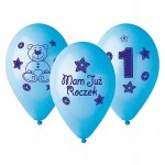 Balony na ROCZEK 1 urodziny niebieskie 30cm 5 szt
