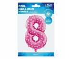 Balon cyfra 8 różowa 61 cm URODZINY