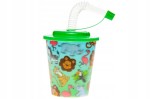 Kubek plastikowy z rurką dzikie zwierzęta 250 ml