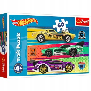 PUZZLE 60 el WYŚCIGI HOT WHEELS auta samochody TREFL PREZENT urodziny