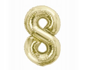 BALON CYFRA 8 FOLIOWY SZAMPAŃSKI NA HEL 85 CM XXL URODZINY