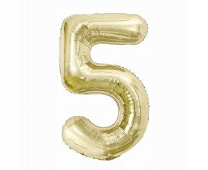 BALON CYFRA 5 FOLIOWY SZAMPAŃSKI NA HEL 85 CM XXL URODZINY