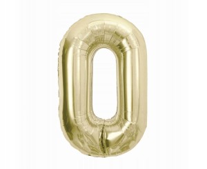 BALON CYFRA 0 FOLIOWY SZAMPAŃSKI NA HEL 85 CM XXL URODZINY