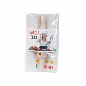 Zestaw prezentowy ściereczka kuchenna i mini wałek "Babcia CHEF" PREZENT