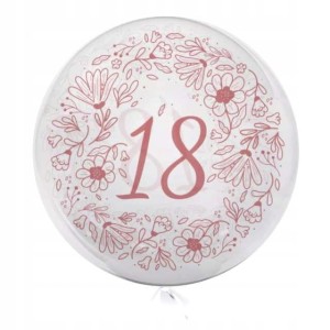 BALON foliowy CLEAR 18 urodziny OSIEMNASTKA kwiaty URODZINY