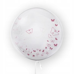 BALON 45 CM MOTYLE RÓŻOWY TUBAN URODZINY ŚLUB
