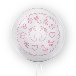 Balon Tuban Stópki 45 cm biało-różowy NARODZINY BABY SHOWER