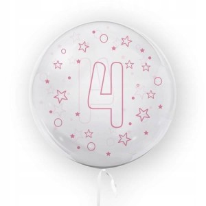 Balon w gwiazdki Tuban cyfra 4 45 cm różowy urodziny
