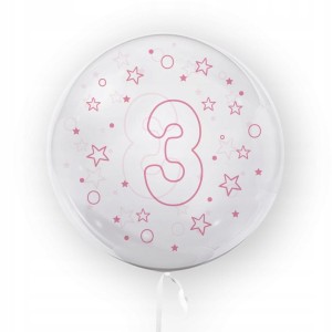 Balon w gwiazdki Tuban cyfra 3 45 cm różowy urodziny