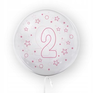 Balon w gwiazdki Tuban cyfra 2 45 cm różowy urodziny