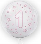 Balon w gwiazdki Tuban cyfra 1 45 cm różowy urodziny