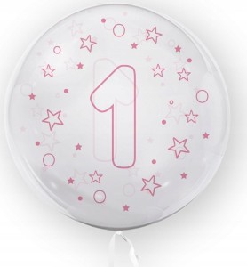 Balon w gwiazdki Tuban cyfra 1 45 cm różowy urodziny