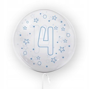 Balon w gwiazdki Tuban cyfra 4 45 cm niebieski urodziny