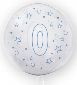 Balon w gwiazdki Tuban cyfra 0 45 cm niebieski urodziny
