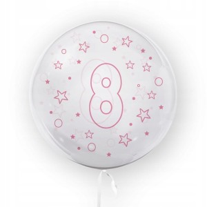 Balon w gwiazdki Tuban cyfra 8 45 cm różowy urodziny