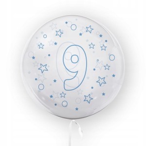 Balon w gwiazdki Tuban cyfra 9 45 cm niebieski urodziny