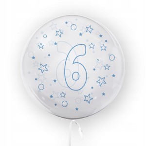 Balon w gwiazdki Tuban cyfra 6 45 cm niebieski urodziny