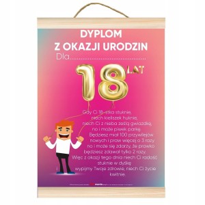 DYPLOM Z OKAZJI 18 urodzin pamiątka prezent dla chłopaka osiemnastka gadżet