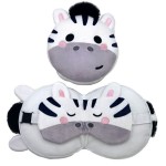 Pluszowa poduszka podróżna z opaską na oczy Relaxeazzz - ZEBRA