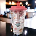 Pusheen Sips Kubek z podwójnymi ściankami ze słomką i pokrywką 500ml