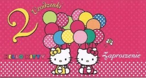 Zaproszenia na 2 urodzinki Urodziny Hello Kitty dwa latka zestaw 10szt