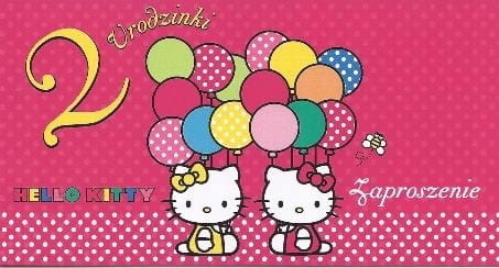 Zaproszenia na 2 urodzinki Urodziny Hello Kitty dwa latka zestaw 10szt