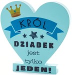 Drewniana tabliczka serce Król Dziadek prezent dzien dziadka