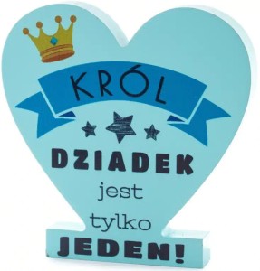 Drewniana tabliczka serce Król Dziadek prezent dzien dziadka