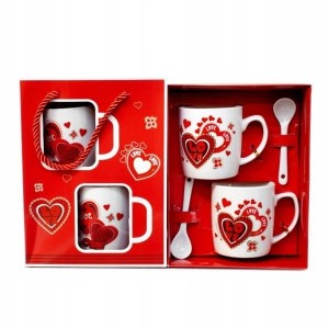 Komplet 2 kubków ceram 220ml. w torebce LOVE walentynki