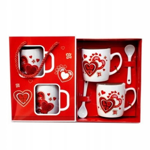 Komplet 2 kubków ceram 220ml. w torebce LOVE walentynki