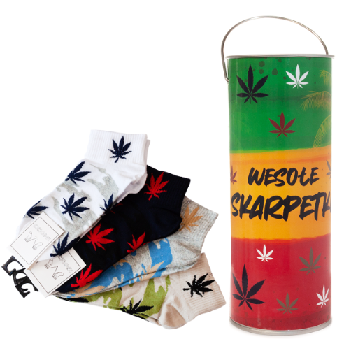 Śmieszne skarpetki marihuana w puszce skarbonce