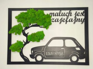 Obraz Dekoracja ścienna Zajefajny Maluch Drzewo - Wyklejone mchem 66x49cm
