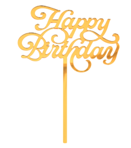 Topper Happy Birthday złoty