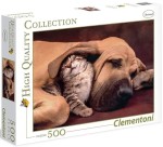 Puzzle 500. HQ Cuddles pies i kot Clementoni 35020