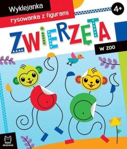 Zwierzęta w zoo Wyklejanka, rysowanka z figurami 4+ Agnieszka Bator