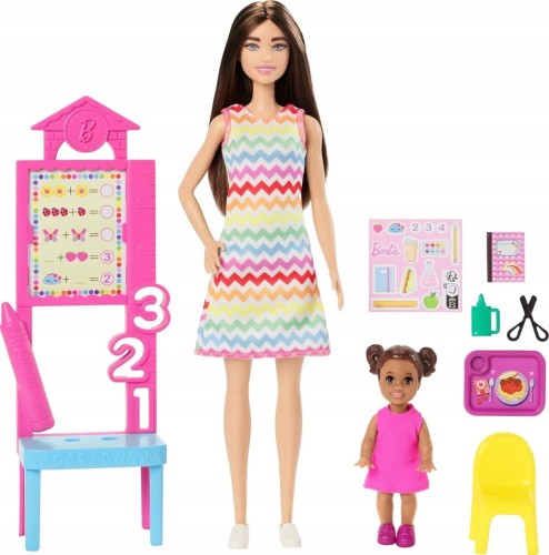 LALKA BARBIE NAUCZYCIELKA Z UCZNIEM zestaw lalka Barbie + akcesoria Mattel