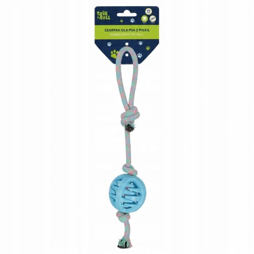 Zabawka dla psa Szarpak 40 cm z piłką niebieski TRIK&ROLL