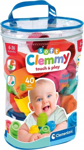 CLEMMY klocki, 40 el. torba Bezpieczne klocki dla najmłodszych