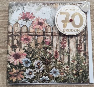 Karnet urodzinowy z kopertą 70 urodziny
