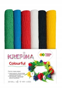 Krepina Marszczona 25x100cm DIY Kwiaty Mix Colorful 6 Kolorów Happy Color