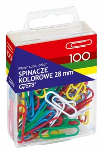 Spinacze biurowe Grand 100szt metalowe kolorowe