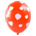 Balony czerwono różowe w serca 5 sztuk 28 cm